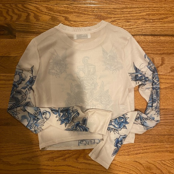 Berksha long sleeve tulle printed top - Picture 3 of 3